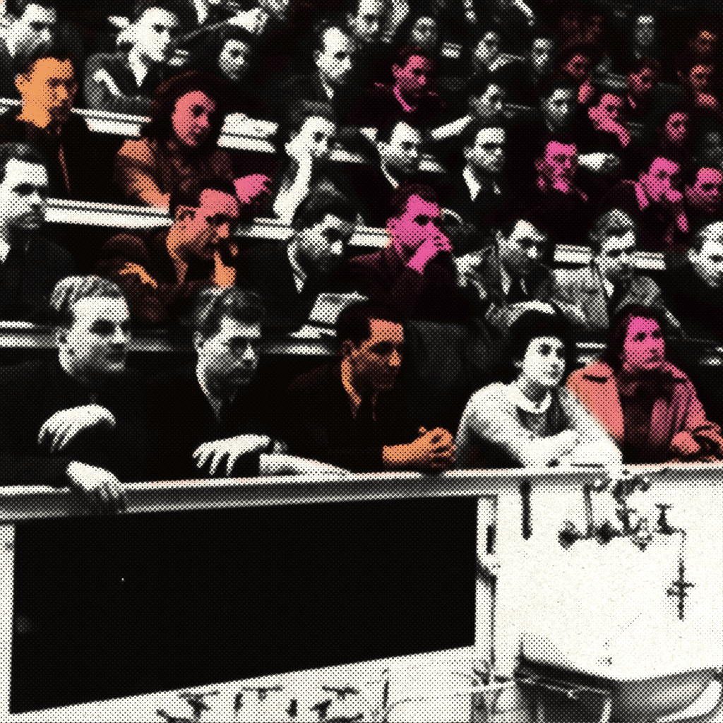 Prüfungsrecht an Universitäten und Hochschulen Titelbild der Weiterbildung Prüfungsrecht an Universitäten und Hochschulen: Eine Gruppe von Menschen sitzt in einem Hörsaal und hört einem Vortrag zu.